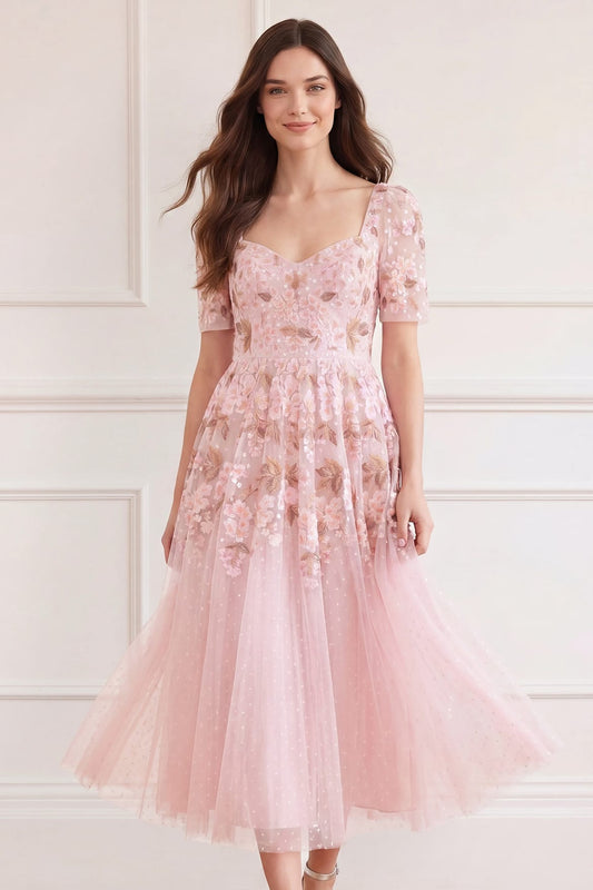 Wisteria Dot Short Sleeve Ballerina Dress