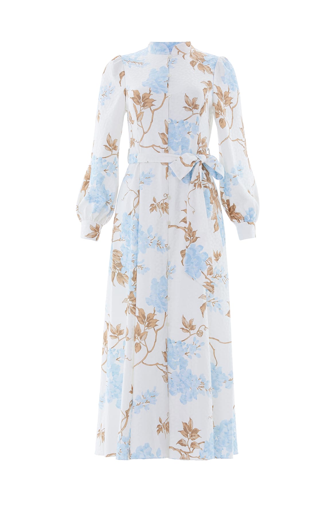 Wisteria Jacquard Long Sleeve Shirt Dress