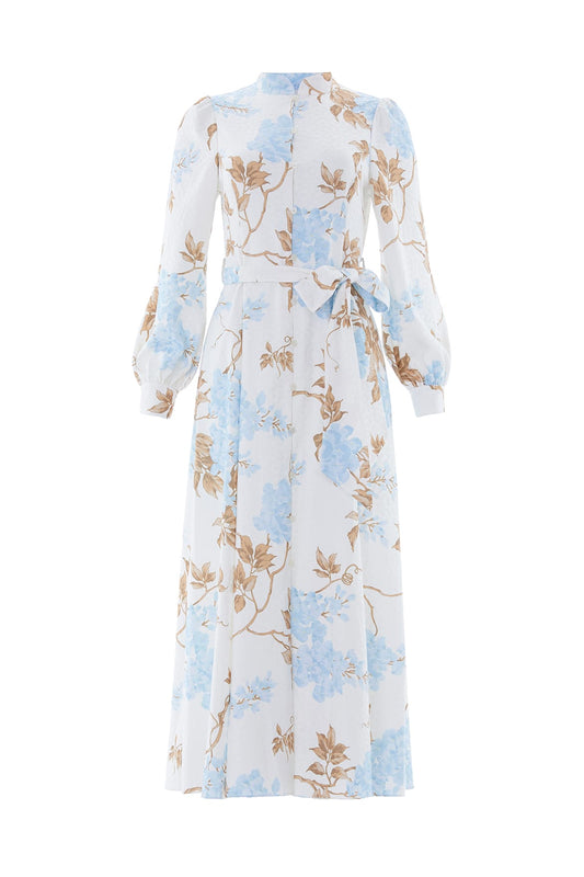 Wisteria Jacquard Long Sleeve Shirt Dress