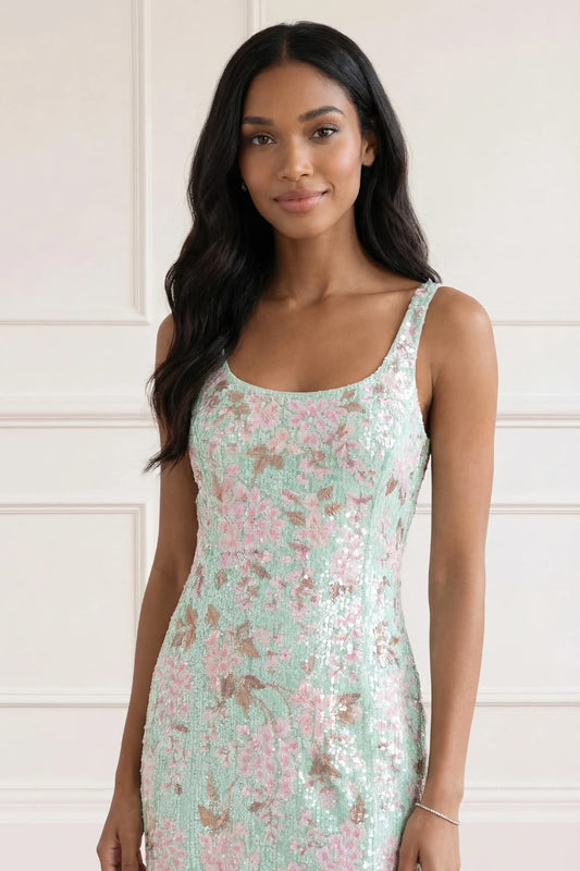 Wisteria Shimmer Georgette Ankle Gown