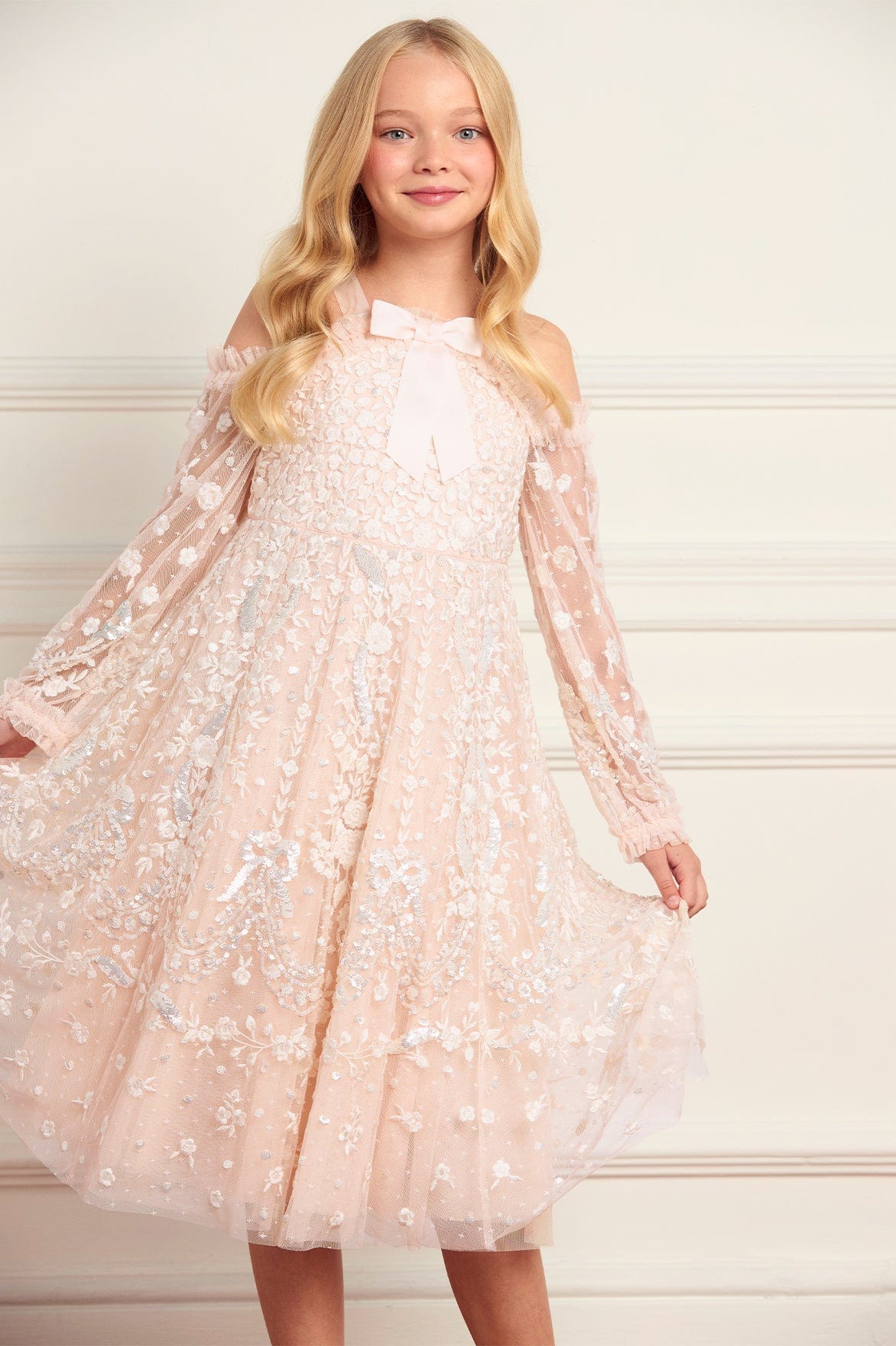 Adeline Off-Shoulder Kids Dress