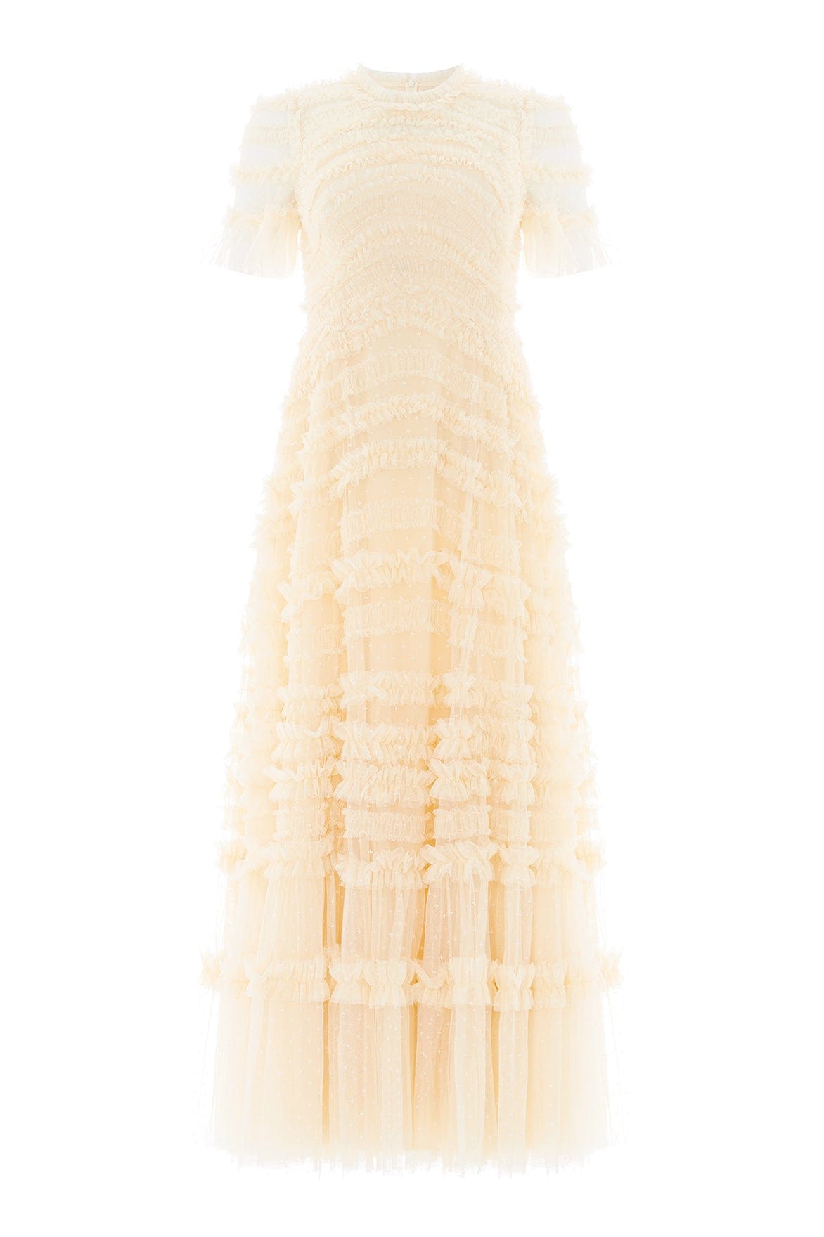Amara Round Neck Ruffle Gown