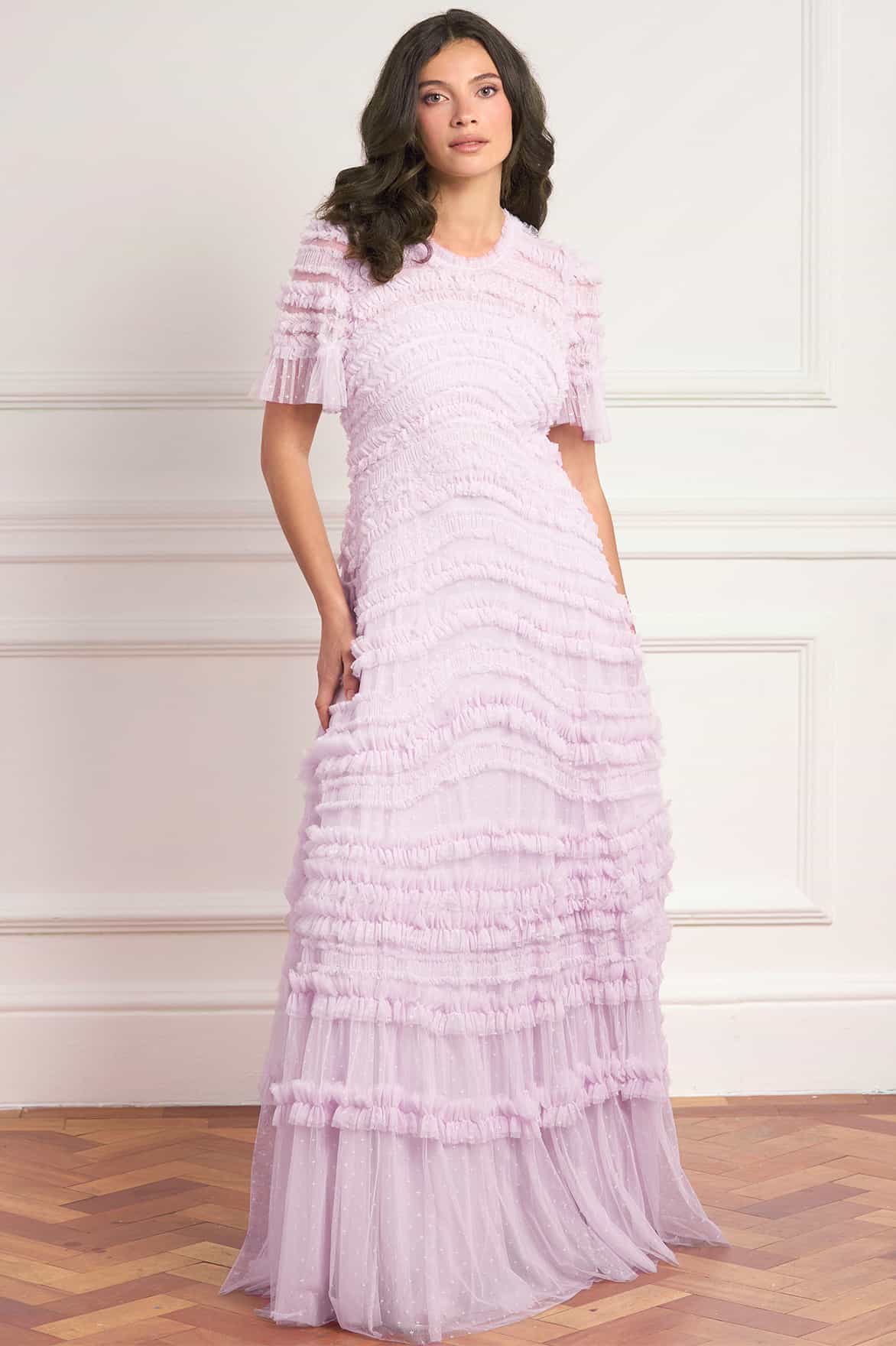 Amara Round Neck Ruffle Gown