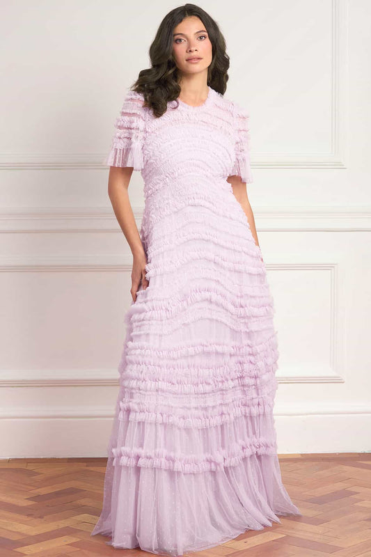 Amara Round Neck Ruffle Gown