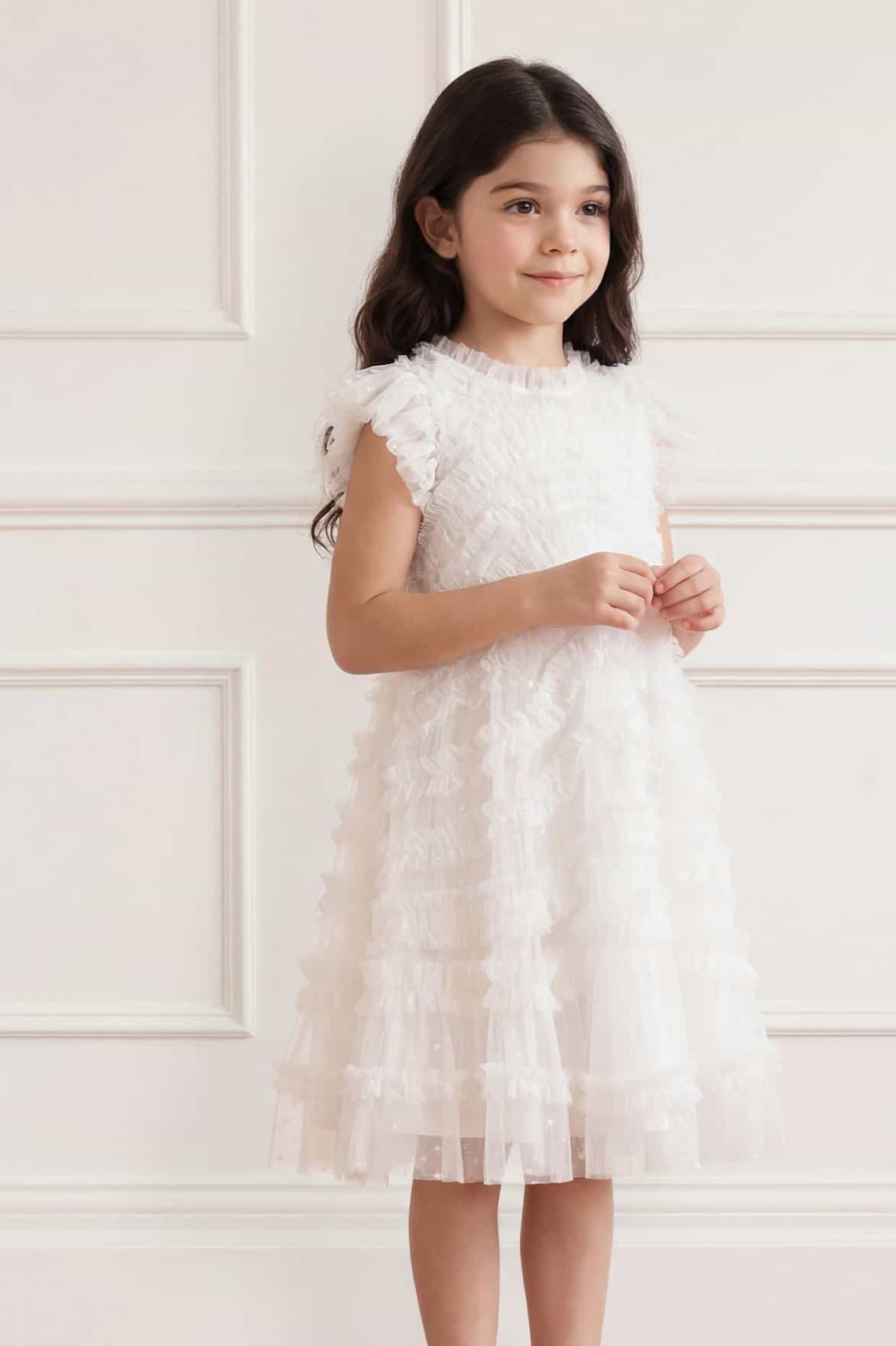 Amara Ruffle Sleeve Kids Dress