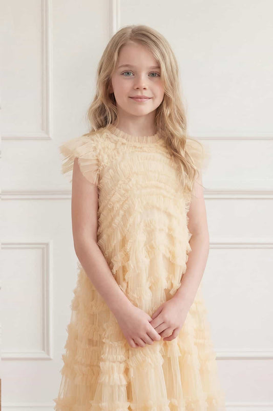 Amara Ruffle Sleeve Kids Dress
