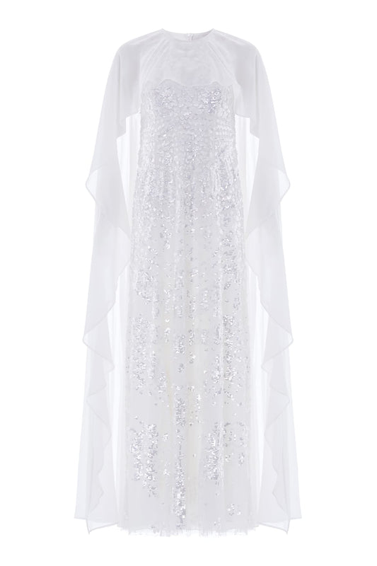 Anais Sequin Cape Gown