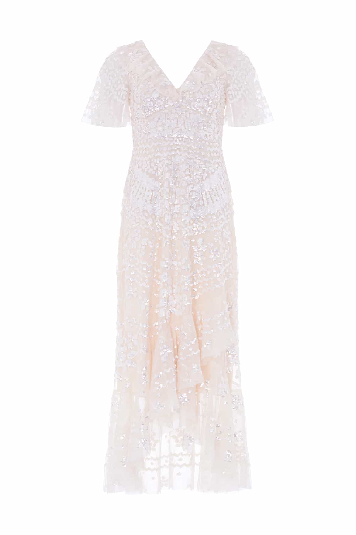 Anais Sequin Frill Ankle Gown