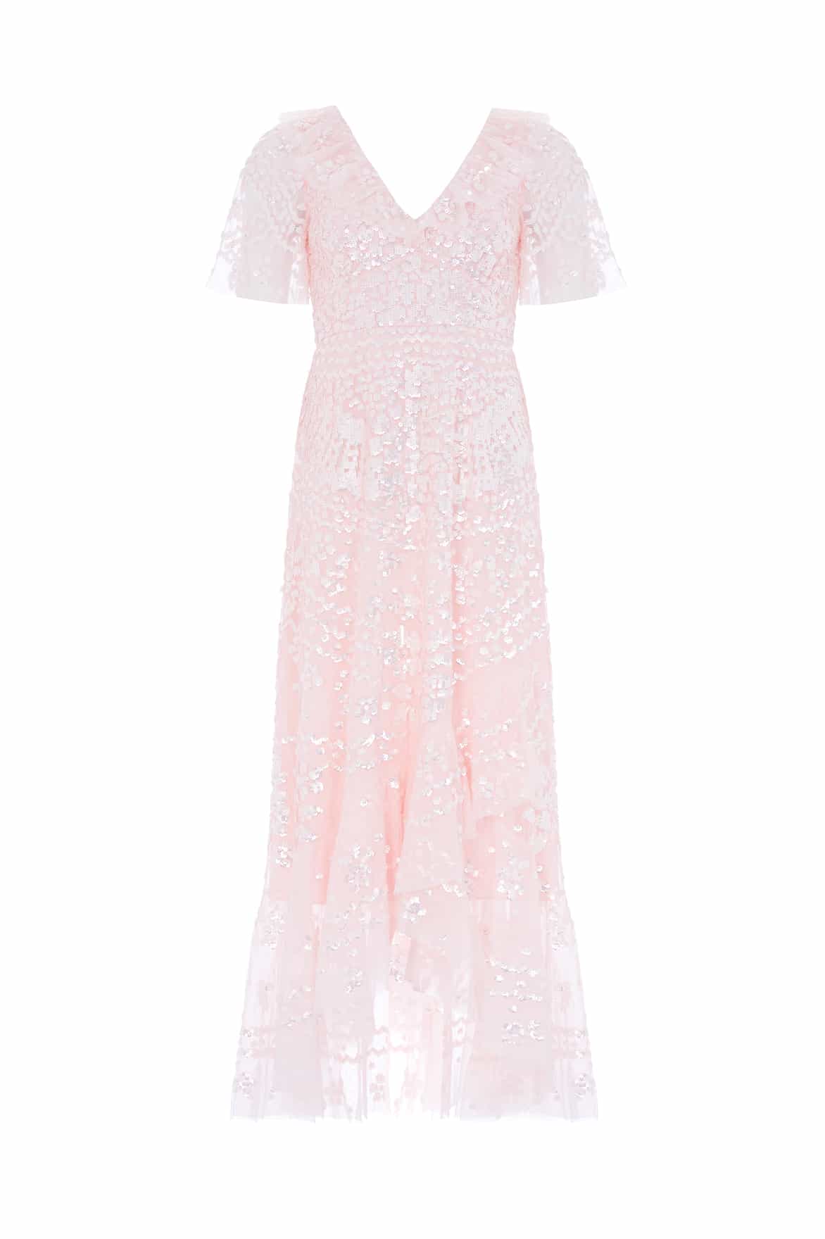 Anais Sequin Frill Ankle Gown