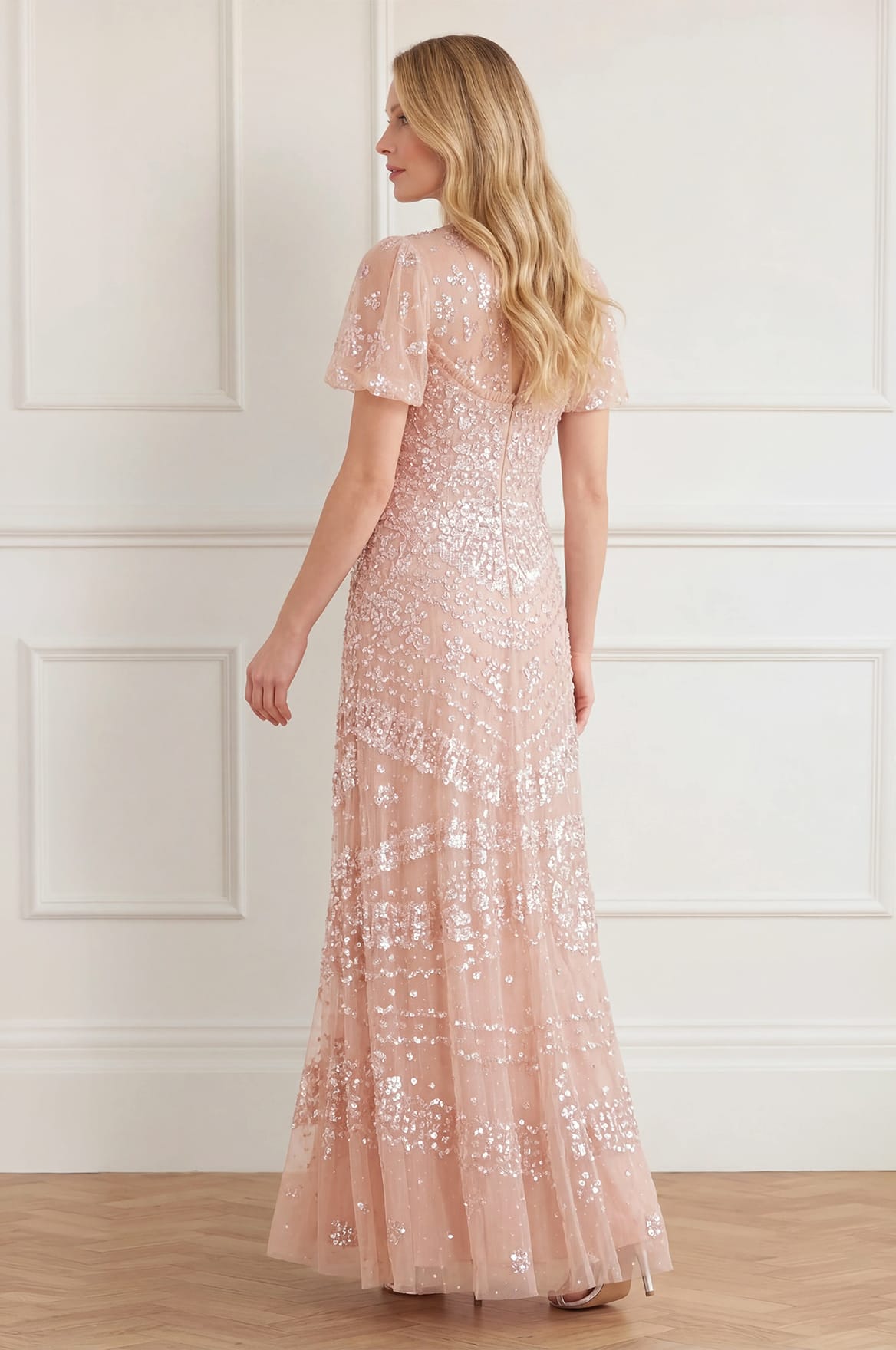 Anais Sequin Short Sleeve Gown