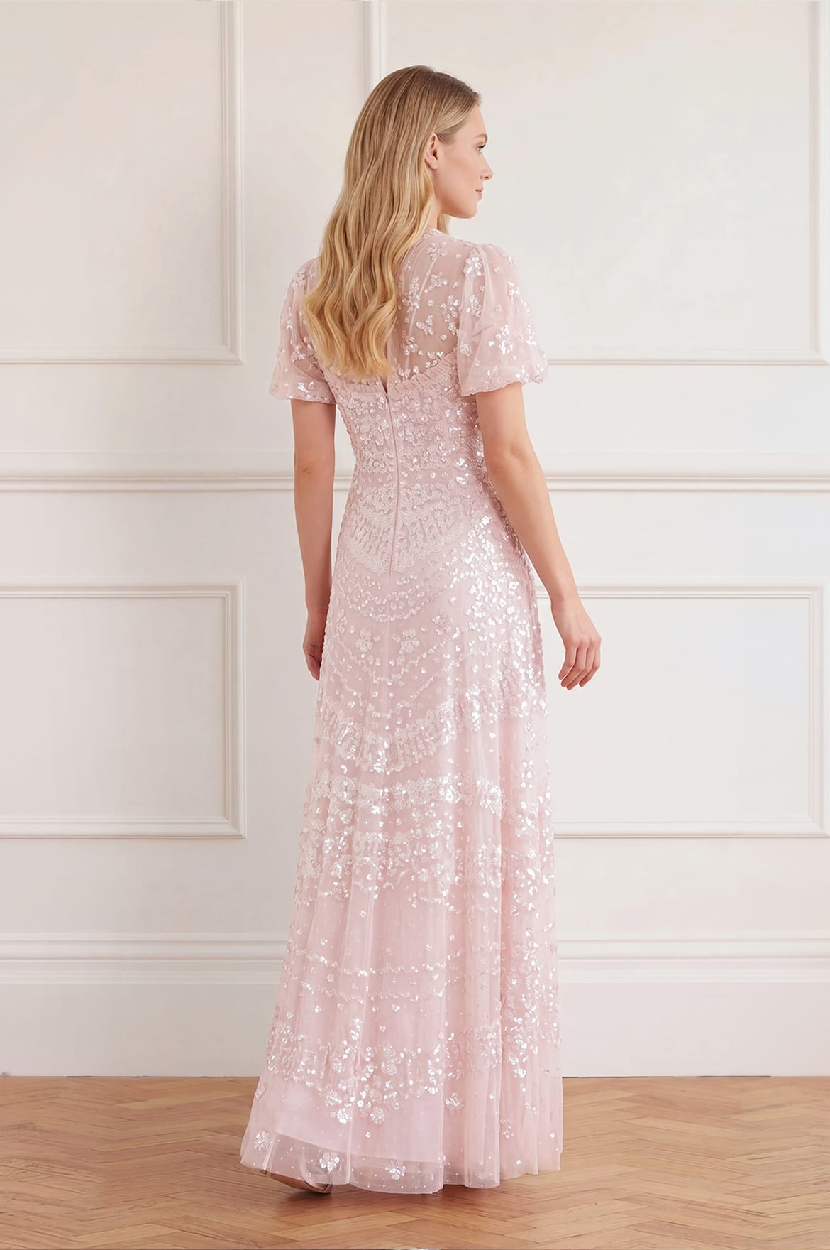 Anais Sequin Short Sleeve Gown