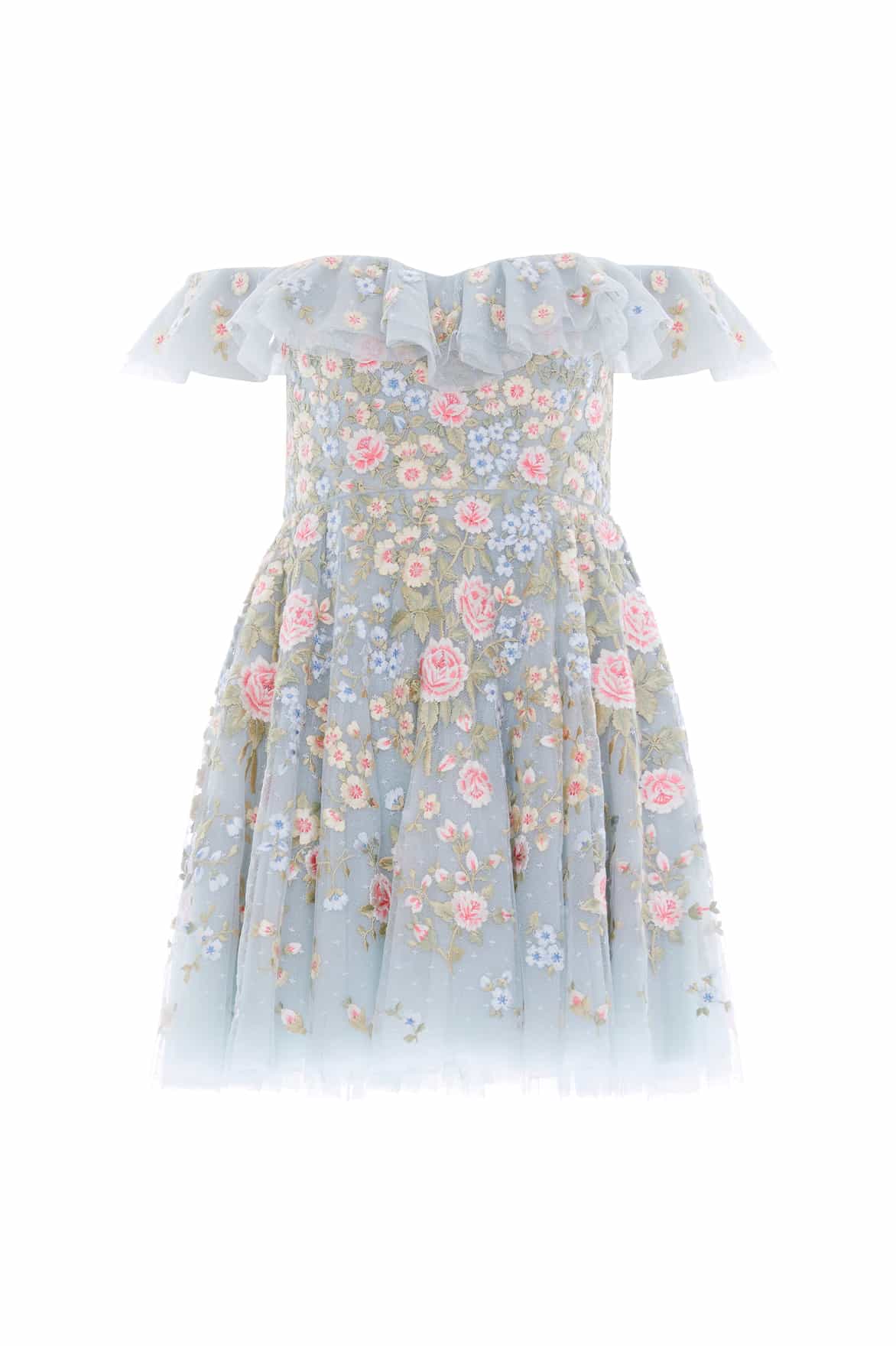 Antoinettes Floral Off-Shoulder Micro Mini Dress