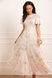Antoinettes Floral Round Neck Ankle Gown