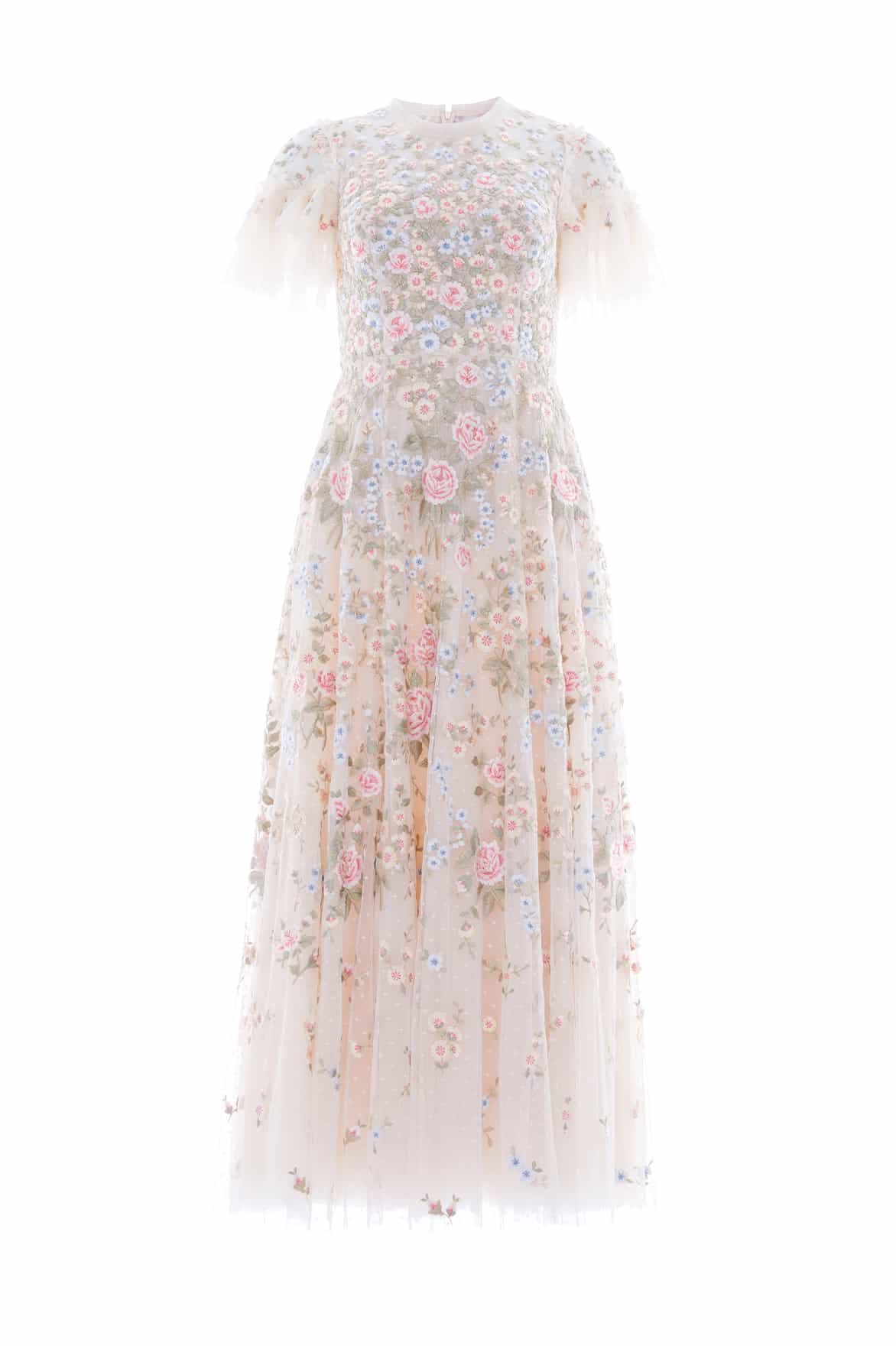 Antoinettes Floral Round Neck Ankle Gown