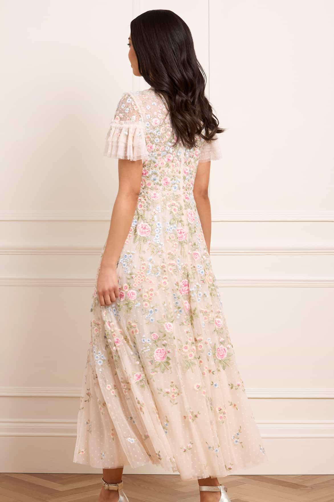 Antoinettes Floral Round Neck Ankle Gown