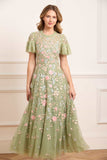 Antoinettes Floral Round Neck Ankle Gown
