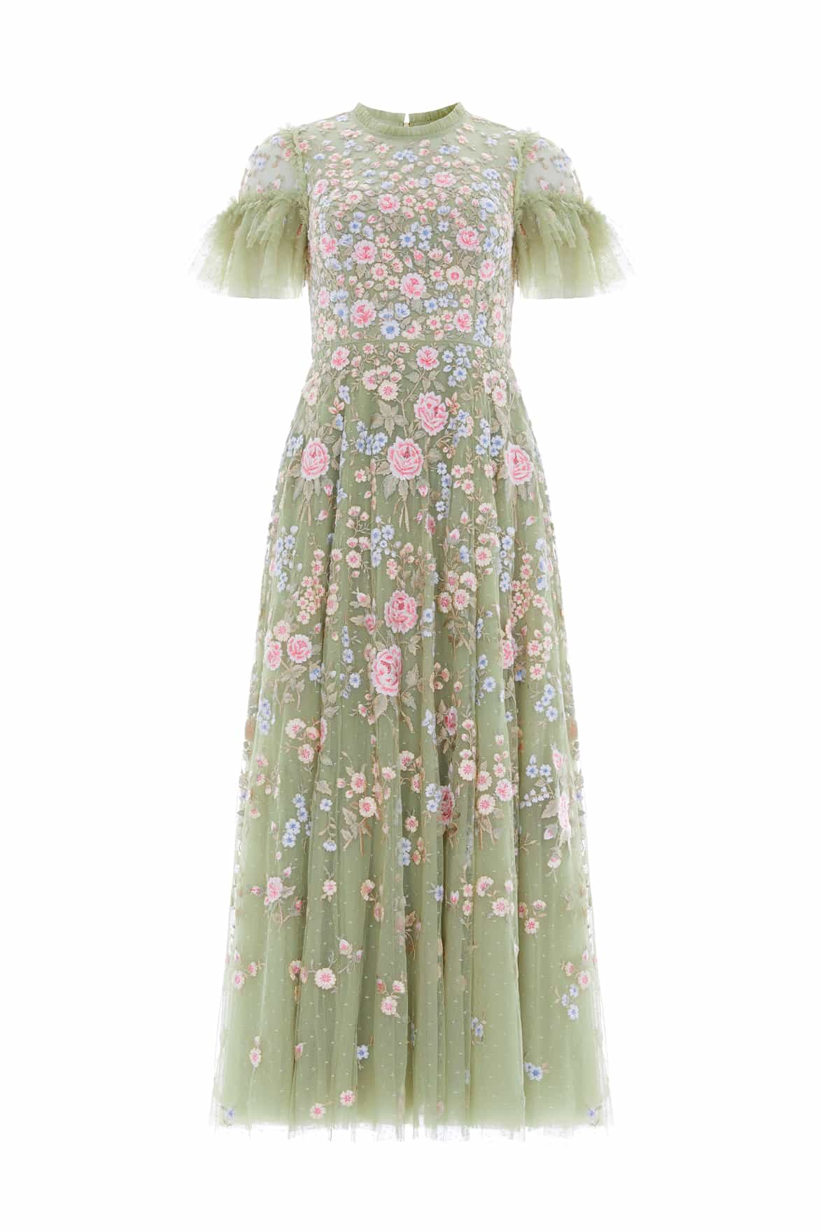Antoinettes Floral Round Neck Ankle Gown