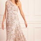 Baroque Floral One-Shoulder Bow Ankle Gown