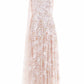 Baroque Floral One-Shoulder Bow Ankle Gown