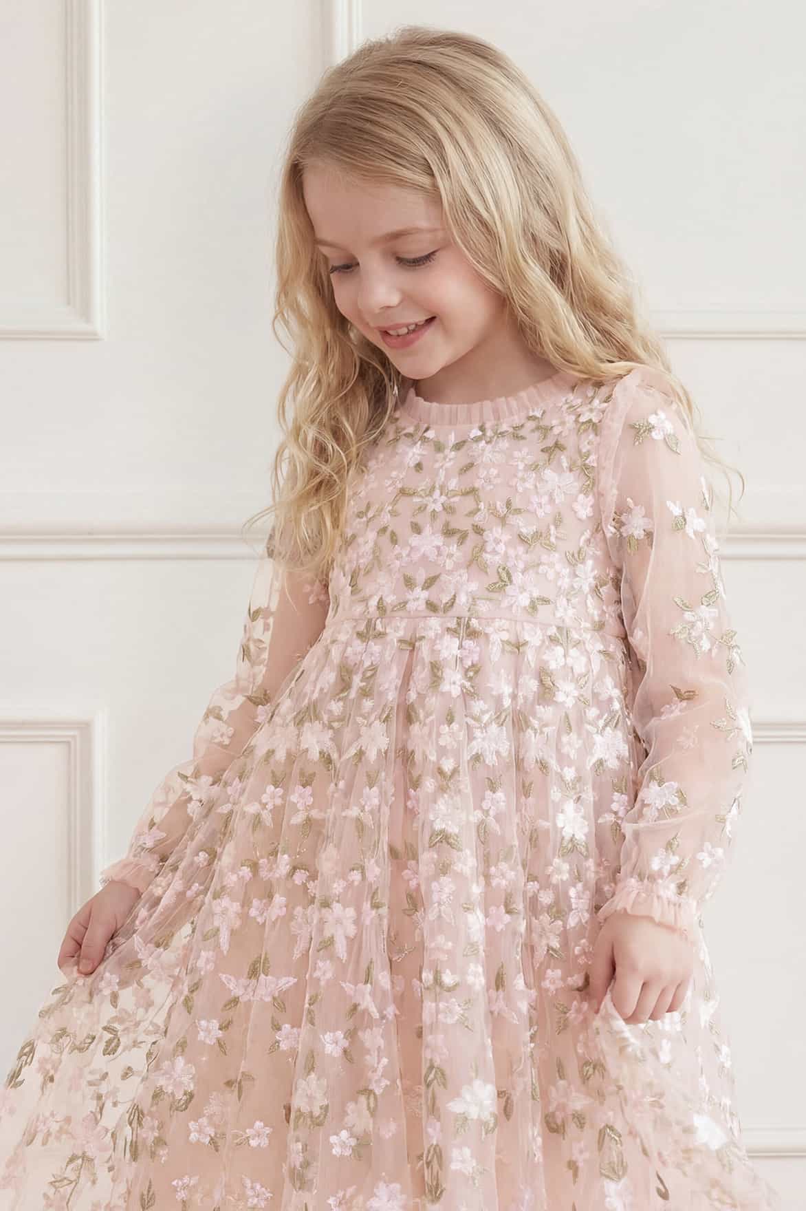 Camellia Ditsy Long Sleeve Kids Dress