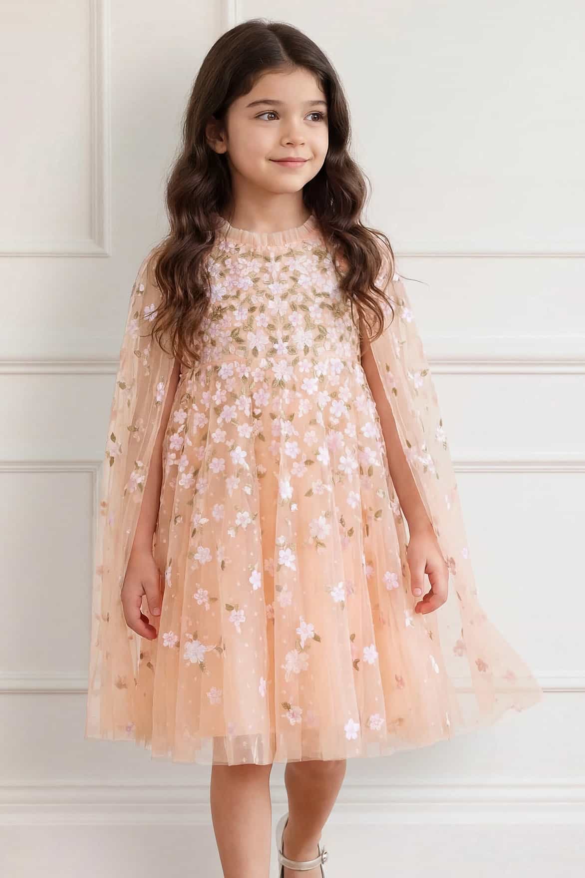Camellia Ditsy Cape Kids Dress