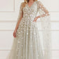 Camellia Ditsy Cape Sleeve Ankle Gown