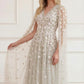 Camellia Ditsy Cape Sleeve Ankle Gown