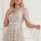 Camellia Ditsy Cape Sleeve Ankle Gown