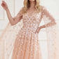 Camellia Ditsy Cape Sleeve Ankle Gown
