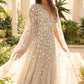 Camellia Ditsy Cape Sleeve Ankle Gown