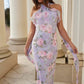 Camille's Garden Chiffon Halter-Neck Ankle Gown
