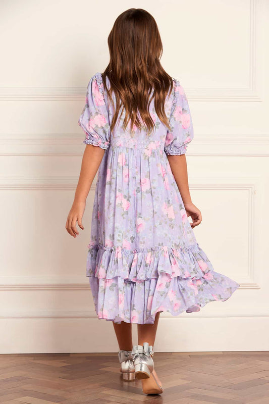 Camille's Garden Chiffon Smocked Kids Dress