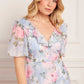 Camille's Garden Chiffon V-Neck Ankle Gown
