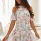 Camille's Garden Georgette Halter-Neck Micro Mini Dress