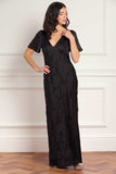 Cherry Blossom Satin Short Sleeve Gown