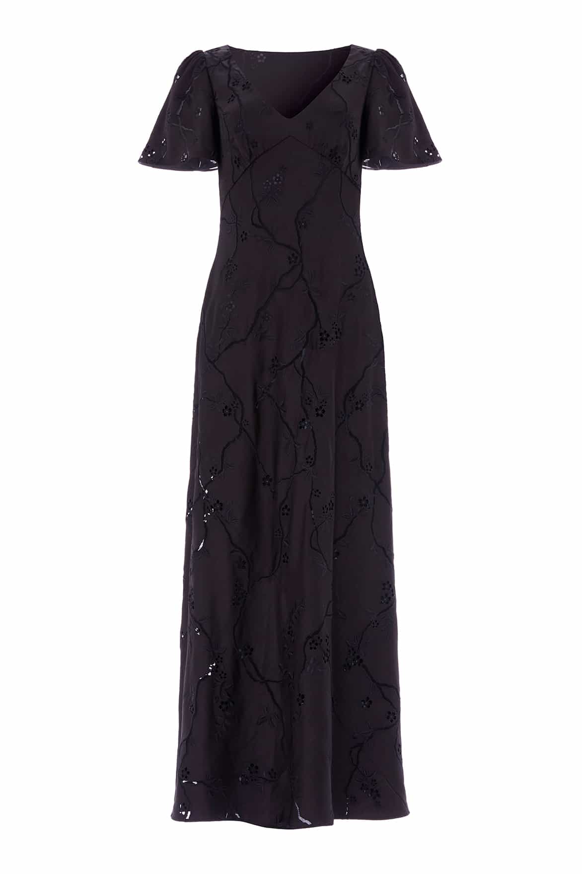 Cherry Blossom Satin Short Sleeve Gown