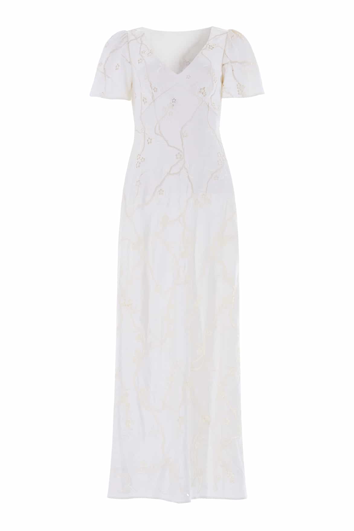 Cherry Blossom Satin Short Sleeve Gown