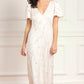 Cherry Blossom Satin Short Sleeve Gown