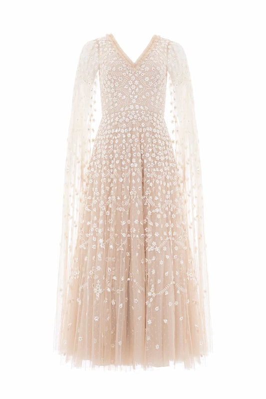 Clover Cape Sleeve Ankle Gown