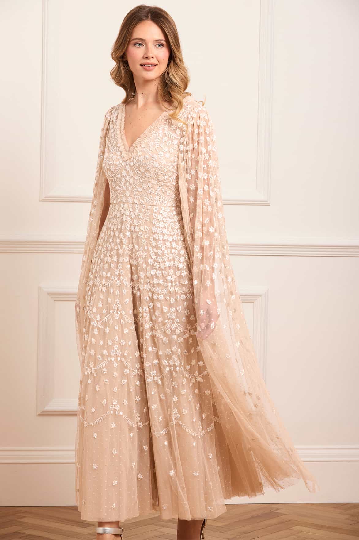 Clover Cape Sleeve Ankle Gown