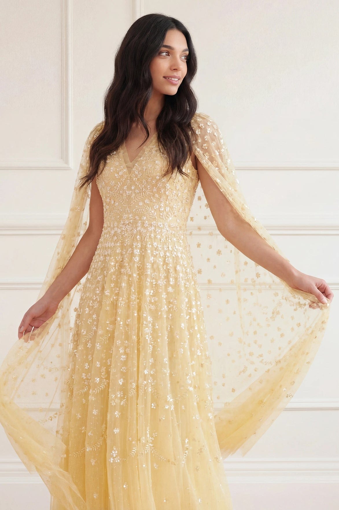 Clover Cape Sleeve Ankle Gown