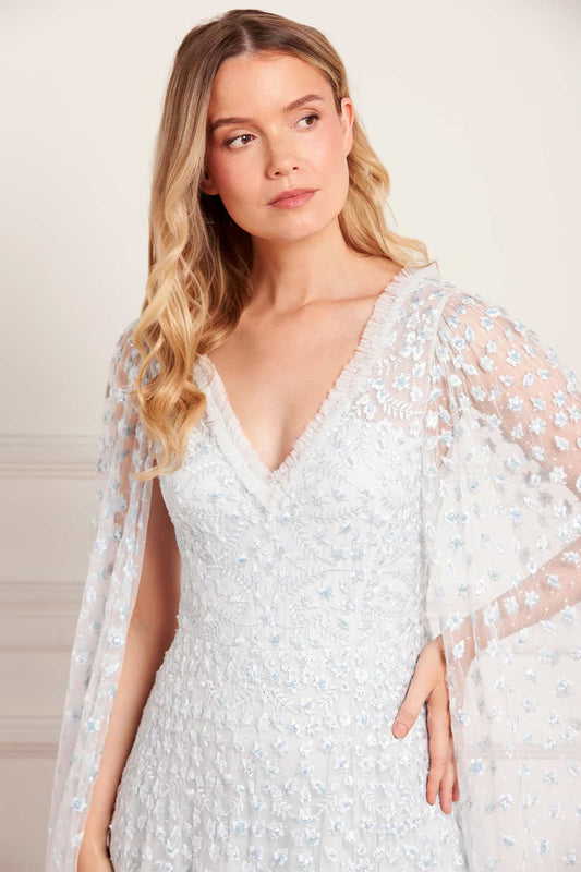 Clover Cape Sleeve Ankle Gown