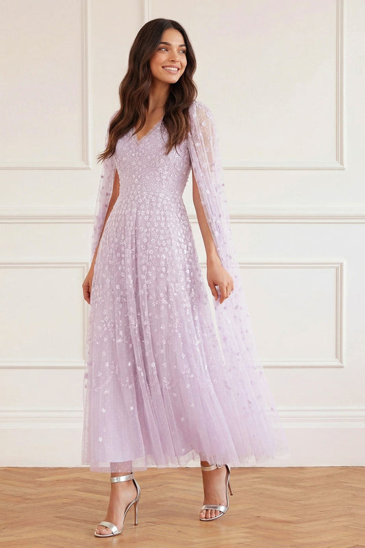 Clover Cape Sleeve Ankle Gown