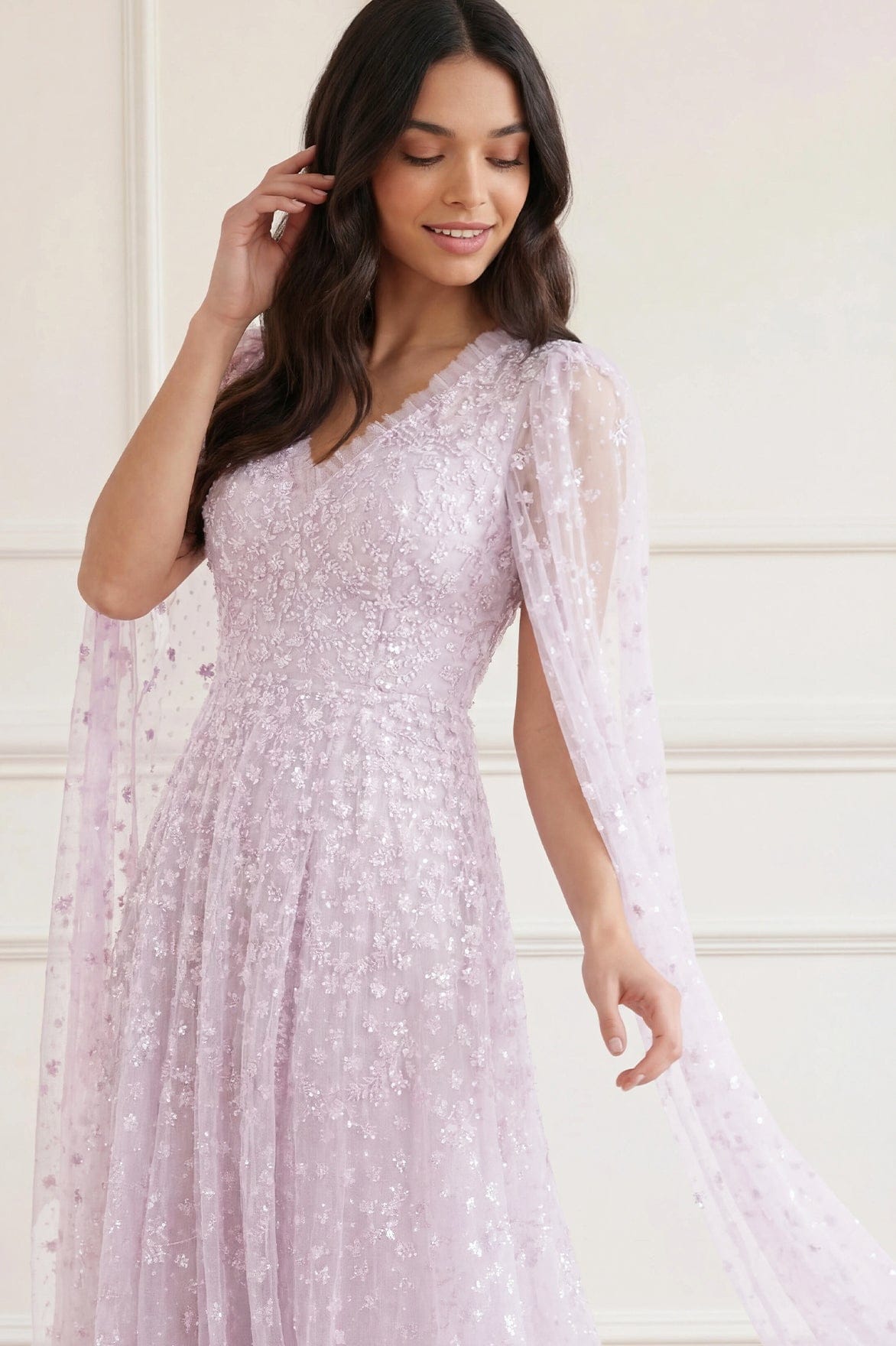 Clover Cape Sleeve Ankle Gown