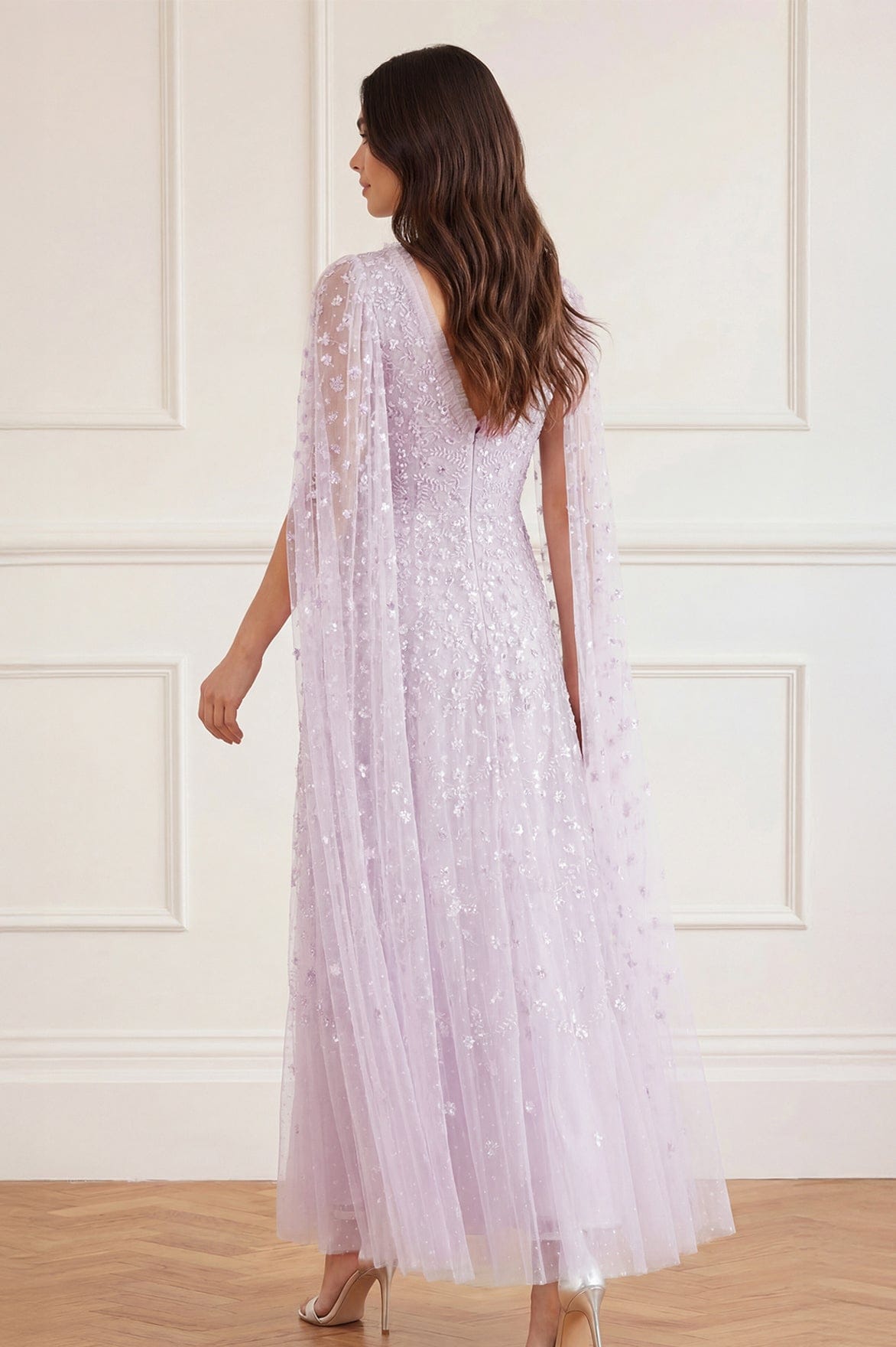 Clover Cape Sleeve Ankle Gown