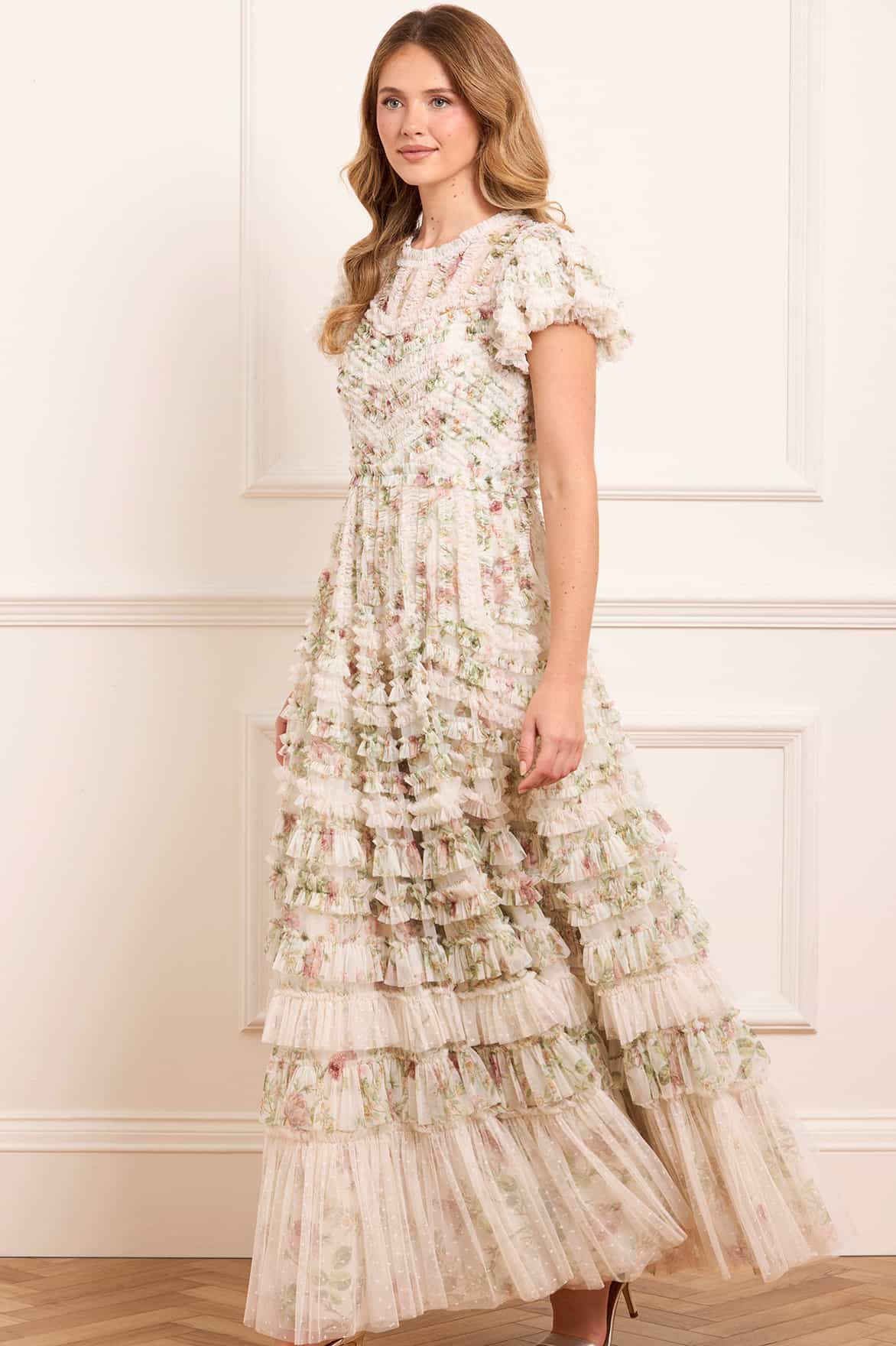 Colette's La Vie En Rose Round Neck Short Sleeve Gown