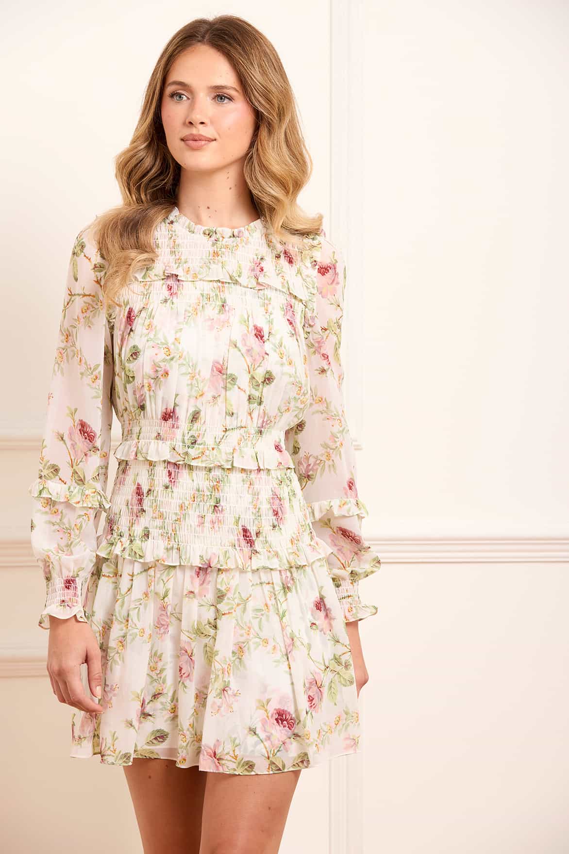 Colette's Rose Emilia Georgette Micro Mini Dress