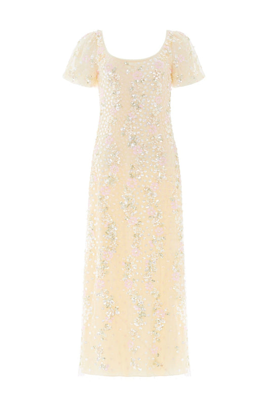 Confetti Puff Sleeve Ankle Gown