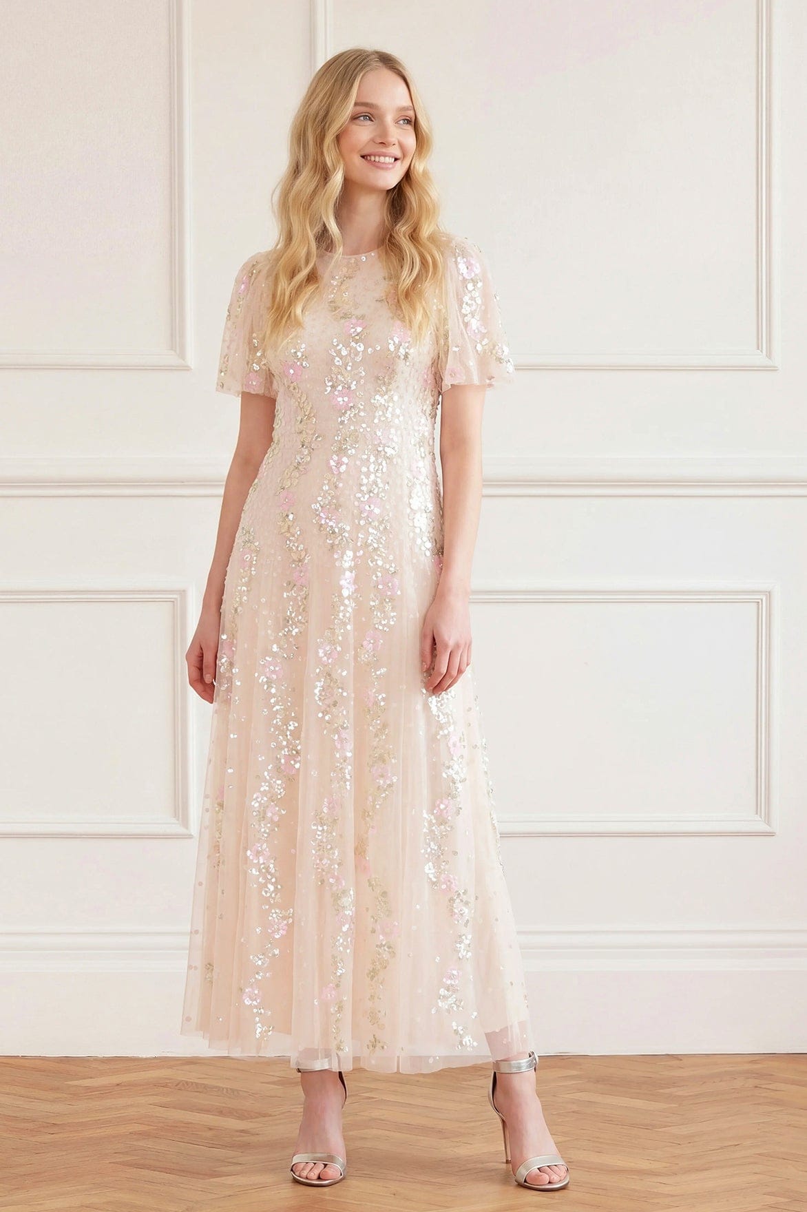Confetti Round Neck Ankle Gown
