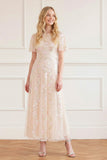 Confetti Round Neck Ankle Gown